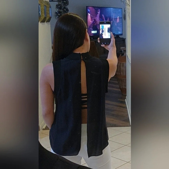 A.L.C. Navy blue Sheer Open Back Top - Picture 12 of 12